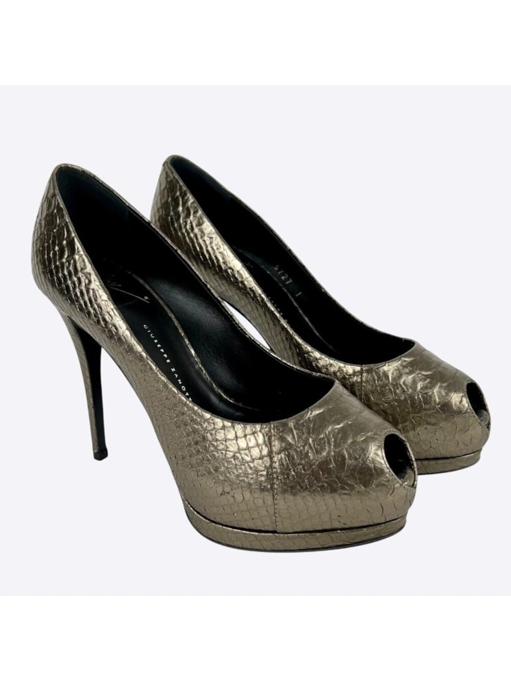 Giuseppe Zanotti NEW Womens Sharon Metallic Snake Platform Heels size 37 US 7